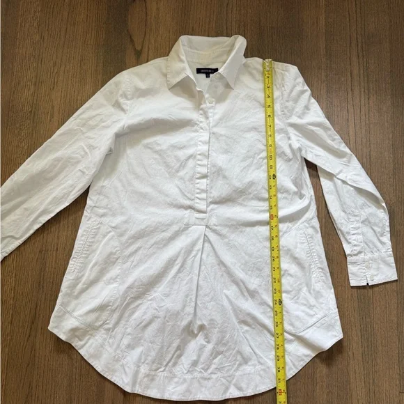 Lafayette 148 White Long Sleeve Tunic Top with Pockets-Size 8 - Picture 12 of 12